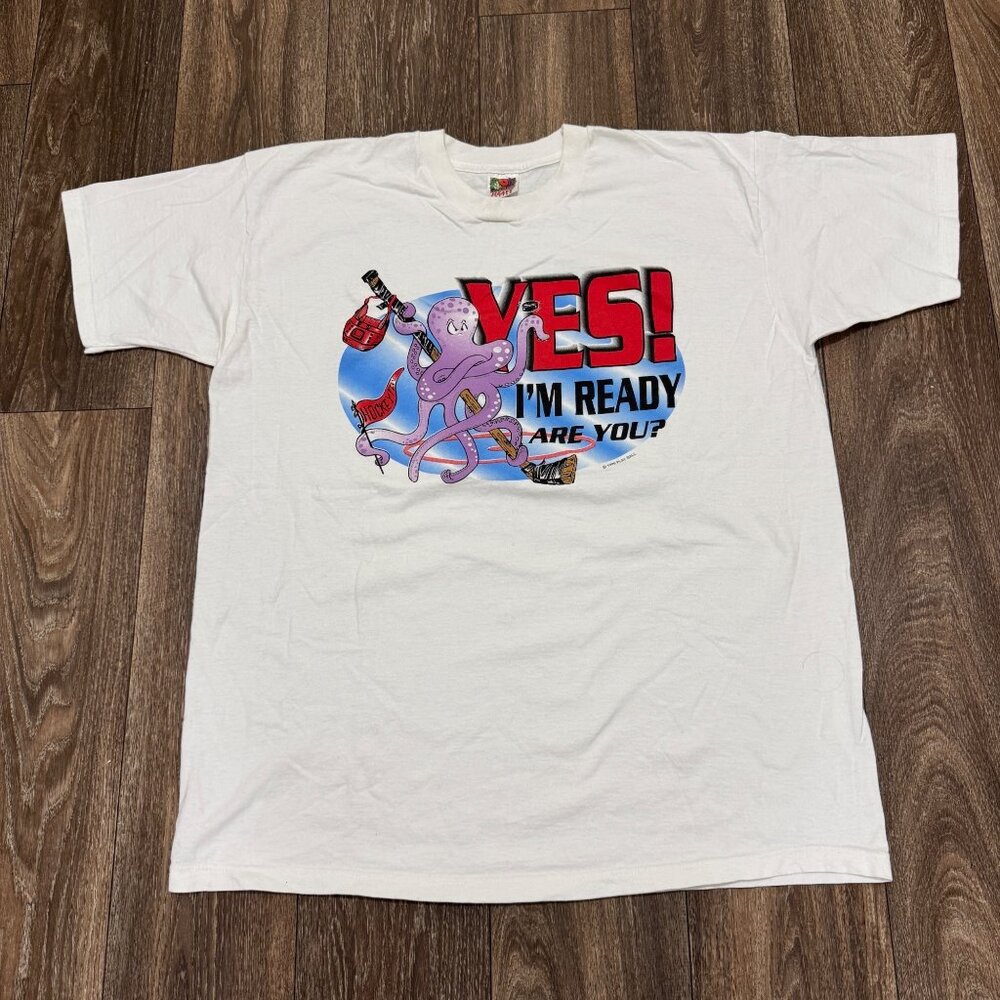 VTG Detroit Red Wings Shirt Men’s XXL White 90s NHL Al the Octopus Hockey Tee